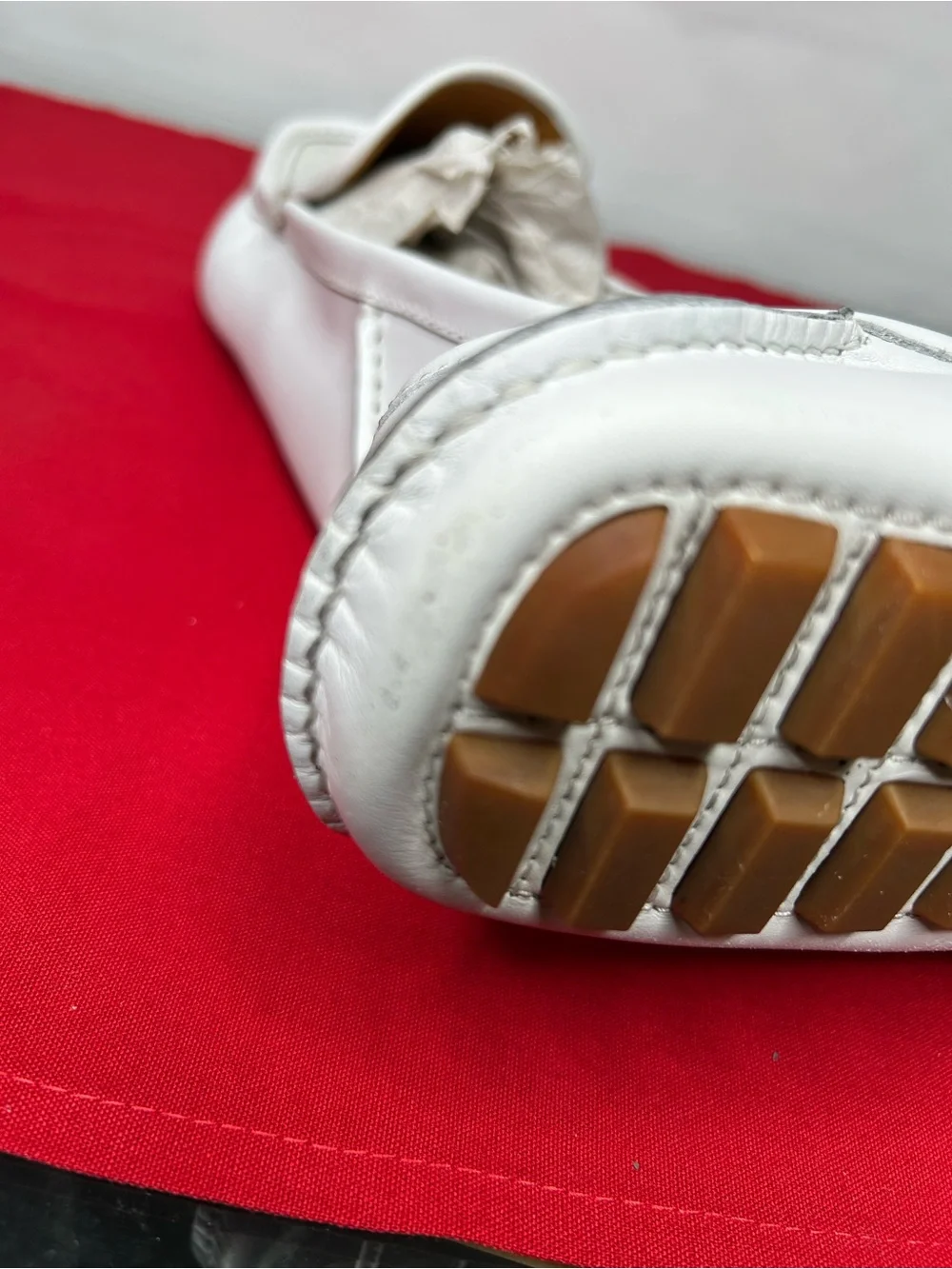 Gucci Loafers Drivers Leather White GG Monogram Slip On  display picture 1